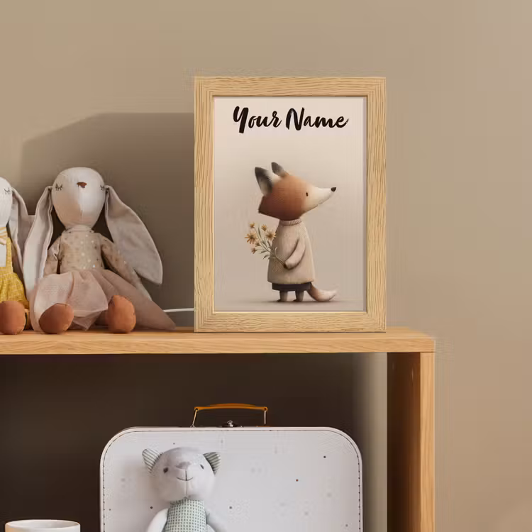 Vos - Gele bloemen - Minimalistisch Light Box met kabel (Kinderlampje) klein -sfeer2_kind