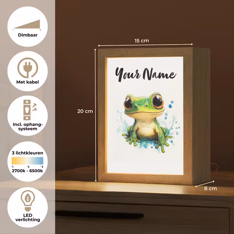 Kikker - Groen - Water - Dieren Light Box met kabel (Kinderlampje) klein -USP_NL
