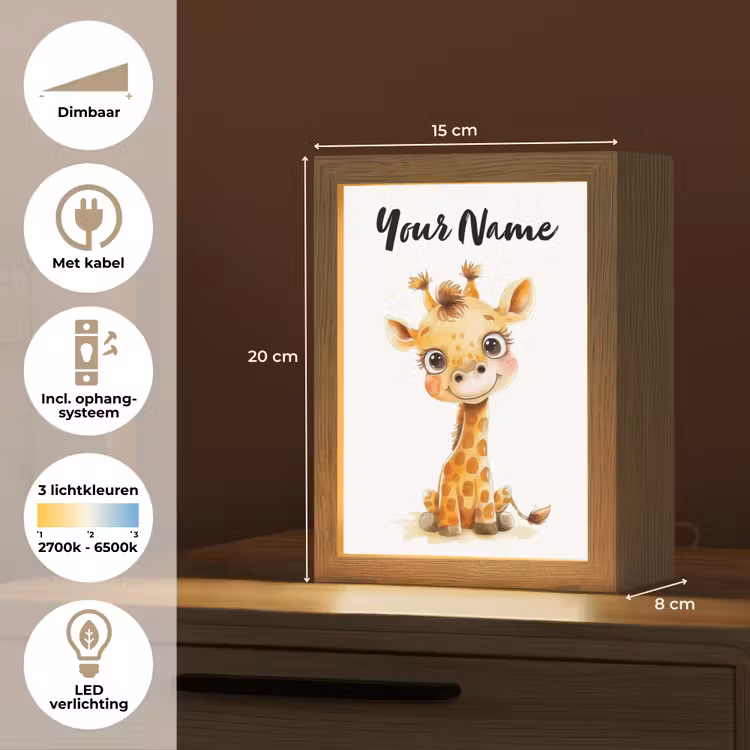 Giraf - Baby dier - Wilde dieren Light Box met kabel (Kinderlampje) klein -USP_NL