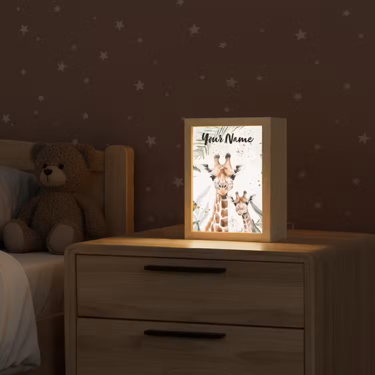 Giraffe - Natuur - Kinderen - Dieren Light Box met kabel (Kinderlampje) klein -sfeer1_kind