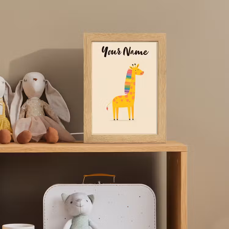 Giraffe - Regenboogmanen - Beige Light Box met kabel (Kinderlampje) klein -sfeer2_kind