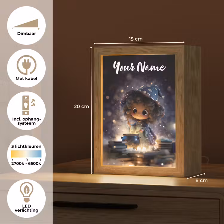 Meisje - Toveren - Sterren - Paars Light Box met kabel (Kinderlampje) klein -USP_NL