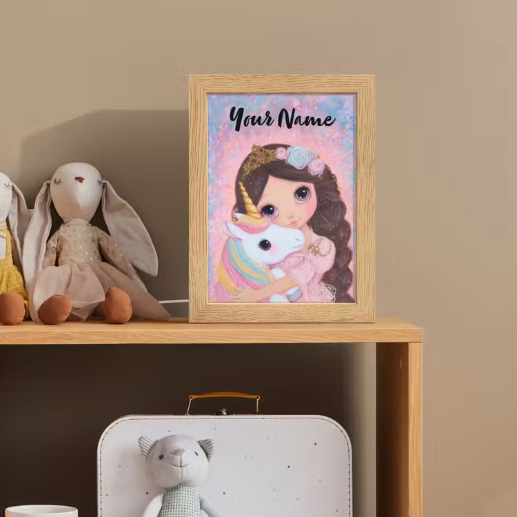 Meisje - Eenhoorn - Glitter Light Box met kabel (Kinderlampje) klein -sfeer2_kind