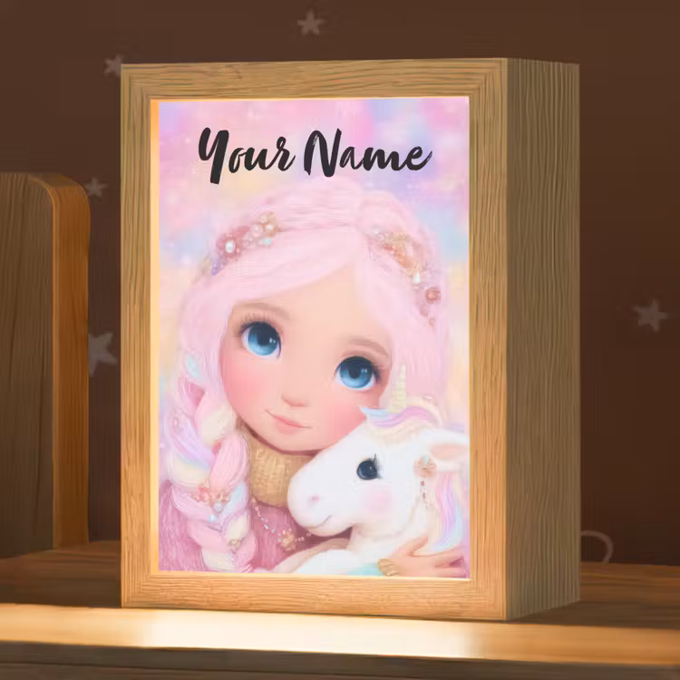 Meisje - Eenhoorn - Roze Light Box met kabel (Kinderlampje) klein -zzz_3d_website
