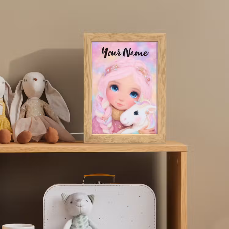 Meisje - Eenhoorn - Roze Light Box met kabel (Kinderlampje) klein -sfeer2_kind