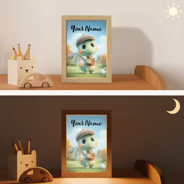 Golf - Dino - Groen Light Box met kabel (Kinderlampje) klein -sfeer3_kind