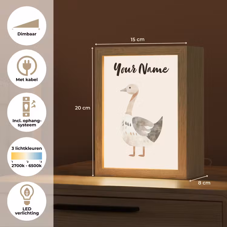 Gans - Dier - Pastel kleuren Light Box met kabel (Kinderlampje) klein -USP_NL