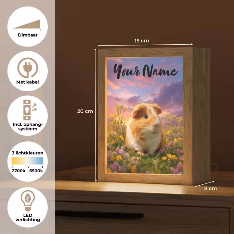 Cavia - Kleurrijk - Bloemen Light Box met kabel (Kinderlampje) klein -USP_NL