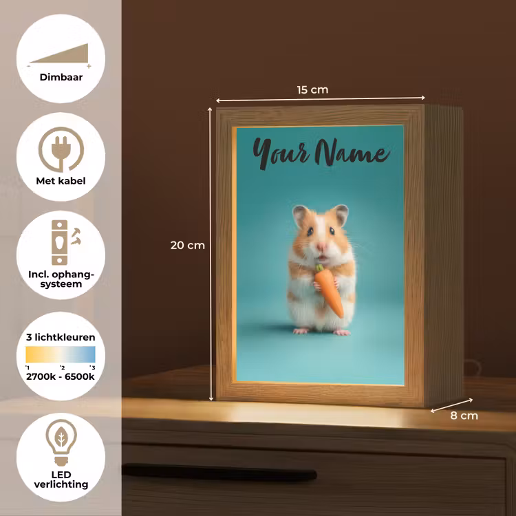 Hamster - Wortel - Blauw Light Box met kabel (Kinderlampje) klein -USP_NL