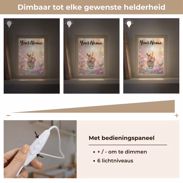 Hamster - Bloemen - Roze - Oranje Light Box met kabel (Kinderlampje) klein -USP_dimbaarNL