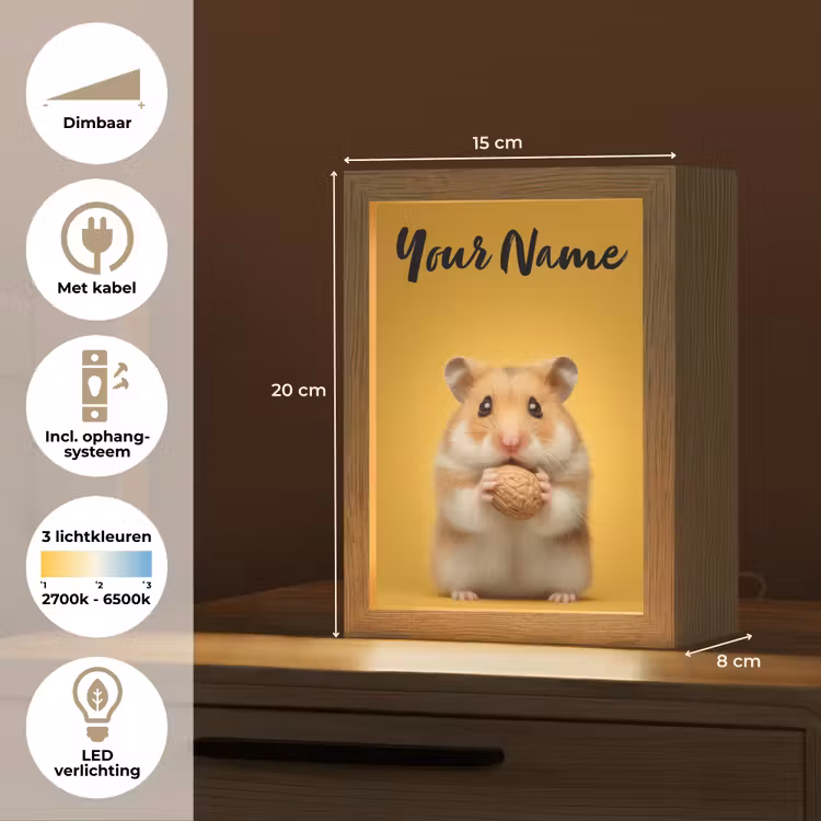 Hamster - Nootje - Geel - Knaagdier Light Box met kabel (Kinderlampje) klein -USP_NL