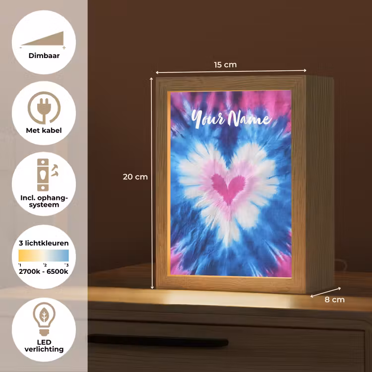 Hartje - Blauw - Tie Dye Light Box met kabel (Kinderlampje) klein -USP_NL