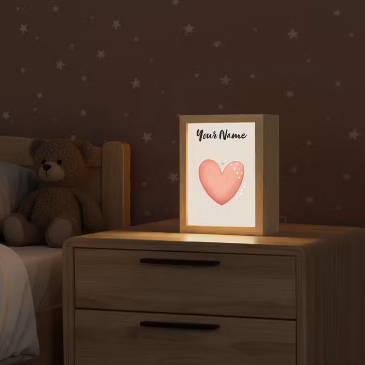 Hart - Rood - Minimalistisch Light Box met kabel (Kinderlampje) klein -sfeer1_kind