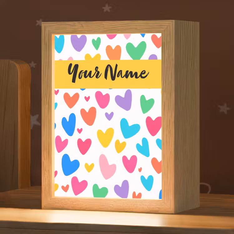 Hartjes - Kleurrijk - Patroon Light Box met kabel (Kinderlampje) klein -zzz_3d_website