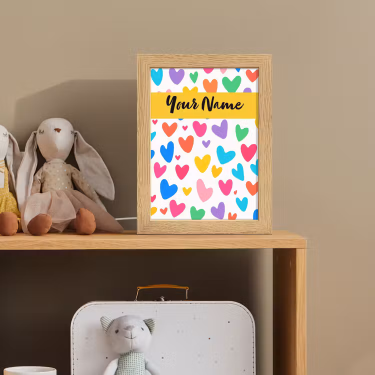 Hartjes - Kleurrijk - Patroon Light Box met kabel (Kinderlampje) klein -sfeer2_kind