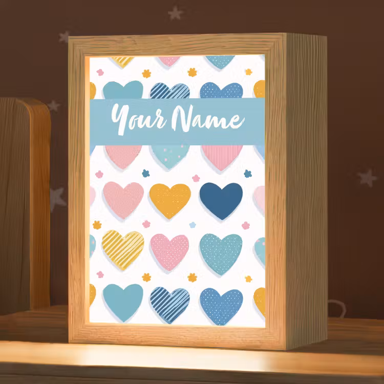 Hartjes - Pastel - Patroon Light Box met kabel (Kinderlampje) klein -zzz_3d_website