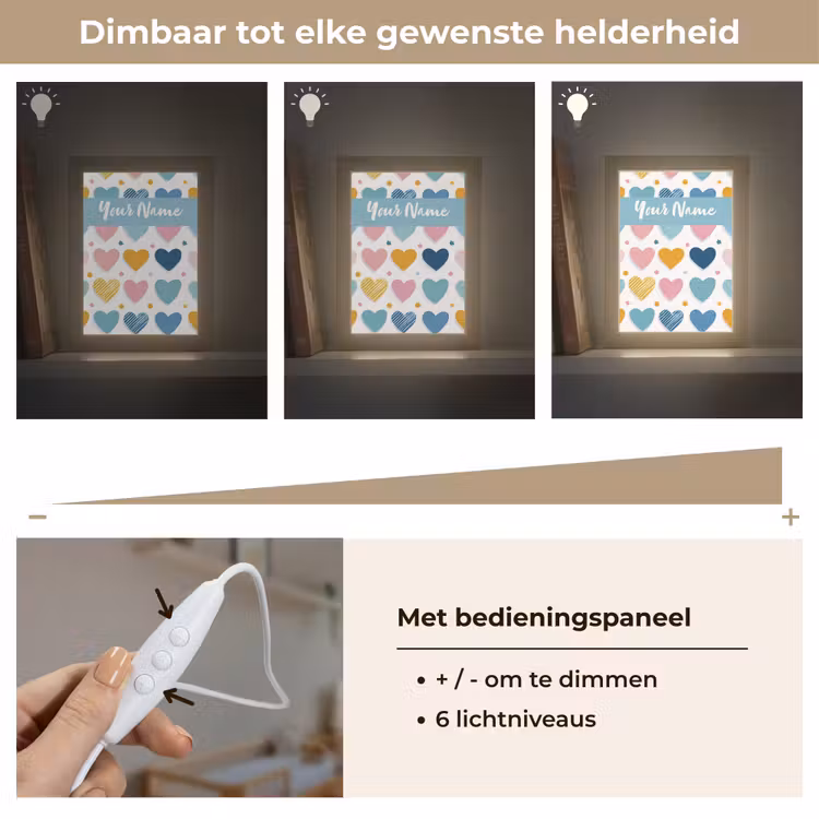 Hartjes - Pastel - Patroon Light Box met kabel (Kinderlampje) klein -USP_dimbaarNL