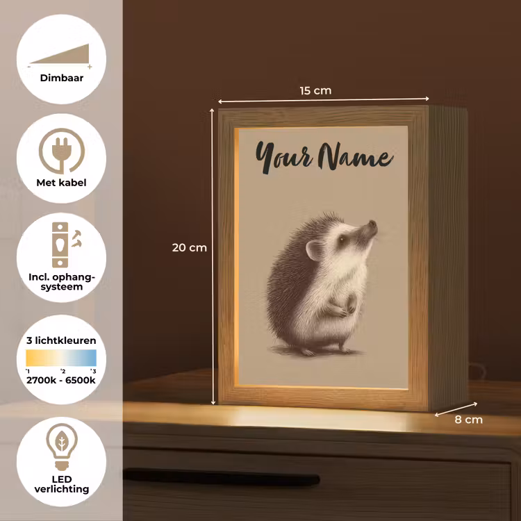 Egel - Snuitje - Bruin - Stekels Light Box met kabel (Kinderlampje) klein -USP_NL