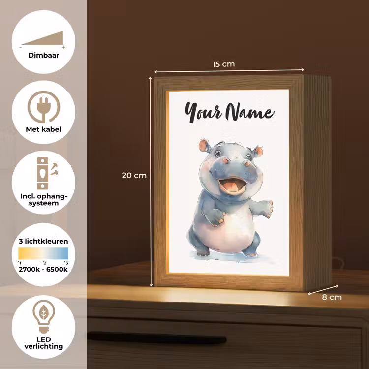 Nijlpaard - Baby dier - Dieren Light Box met kabel (Kinderlampje) klein -USP_NL