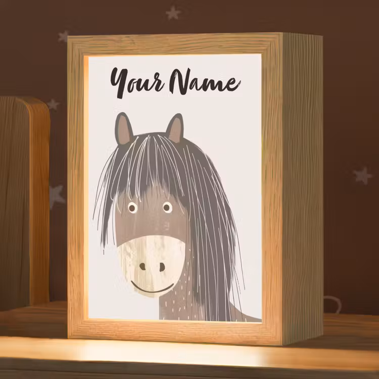 Paard - Dier - Pastel kleuren - Paarden Light Box met kabel (Kinderlampje) klein -zzz_3d_website