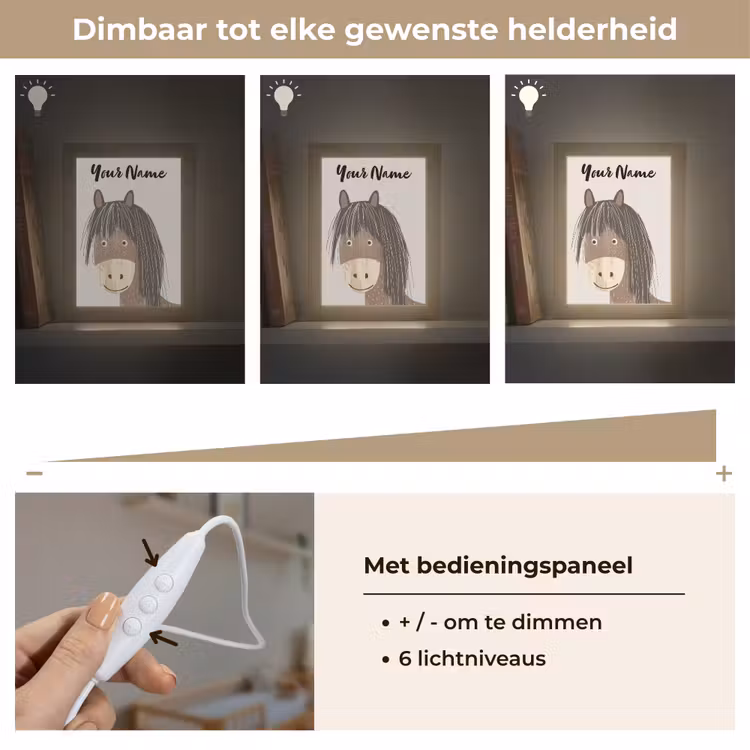 Paard - Dier - Pastel kleuren - Paarden Light Box met kabel (Kinderlampje) klein -USP_dimbaarNL