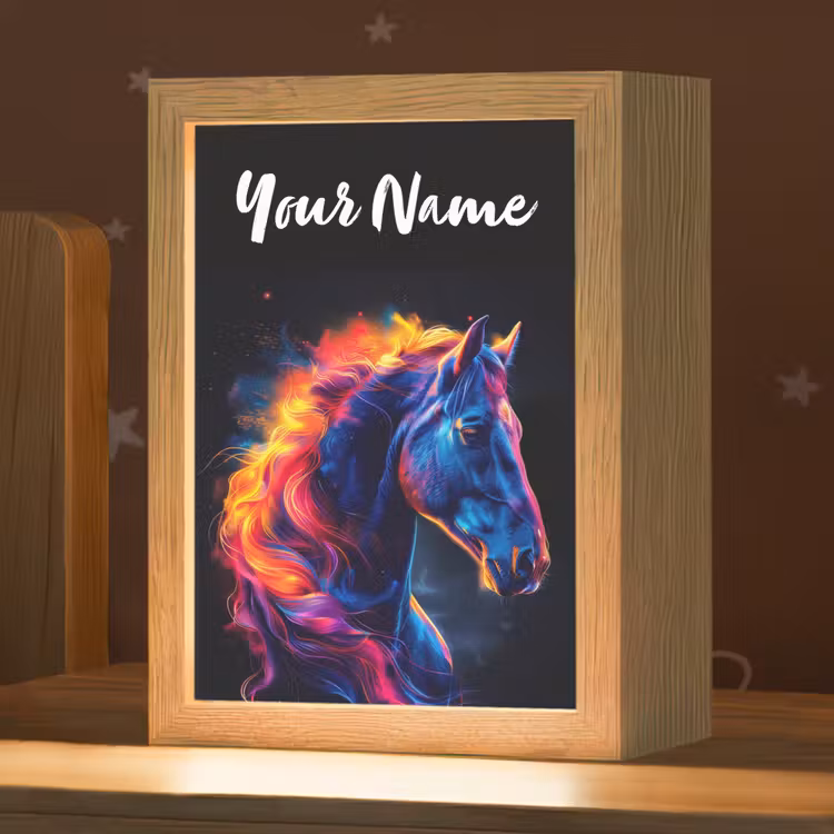 Paard - Dier - Rook - Zwart - Kleuren Light Box met kabel (Kinderlampje) klein -zzz_3d_website