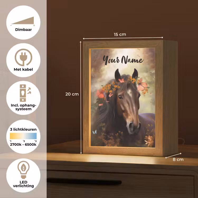 Paard - Dieren - Bloemen - Bos - Vlinder Light Box met kabel (Kinderlampje) klein -USP_NL