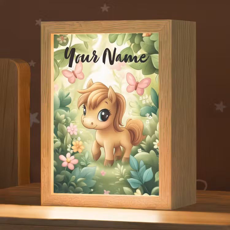 Paard - Bloemen - Vlinders Light Box met kabel (Kinderlampje) klein -zzz_3d_website