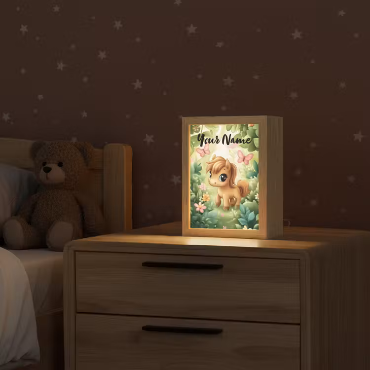 Paard - Bloemen - Vlinders Light Box met kabel (Kinderlampje) klein -sfeer1_kind
