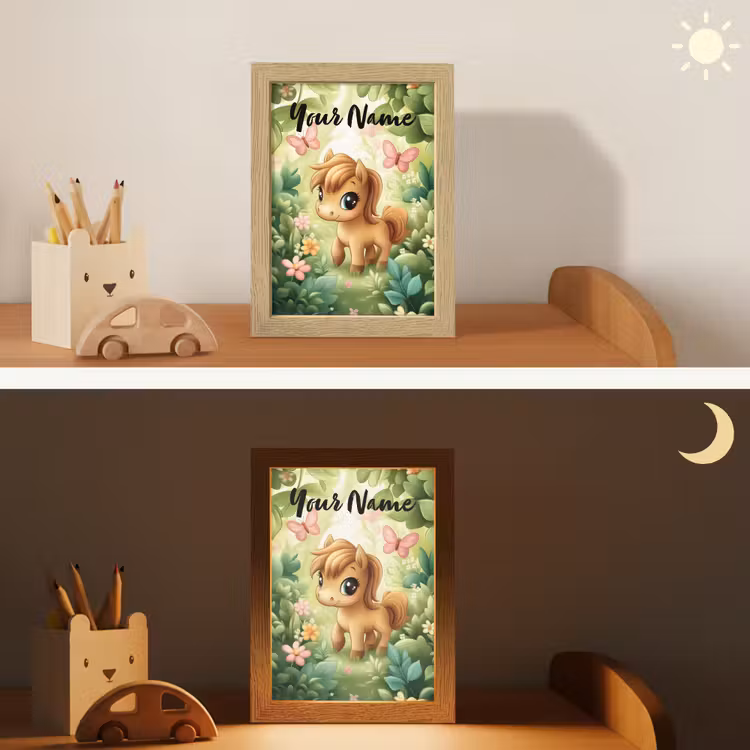 Paard - Bloemen - Vlinders Light Box met kabel (Kinderlampje) klein -sfeer3_kind