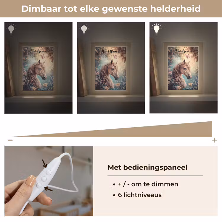 Paard - Bloemen - Vlinders Light Box met kabel (Kinderlampje) klein -USP_dimbaarNL