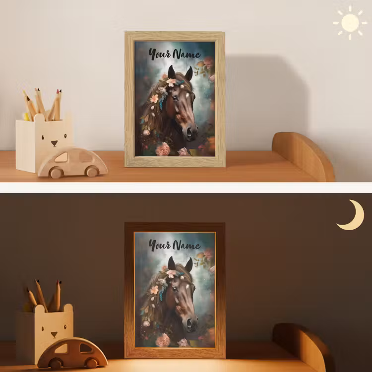 Paard - Natuur - Bloemen - Dieren - Bos Light Box met kabel (Kinderlampje) klein -sfeer3_kind