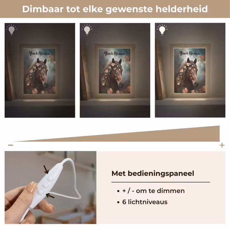 Paard - Natuur - Bloemen - Dieren - Bos Light Box met kabel (Kinderlampje) klein -USP_dimbaarNL