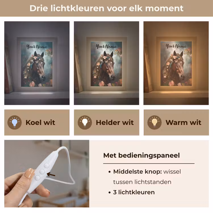 Paard - Natuur - Bloemen - Dieren - Bos Light Box met kabel (Kinderlampje) klein -USP_lichtkleurNL