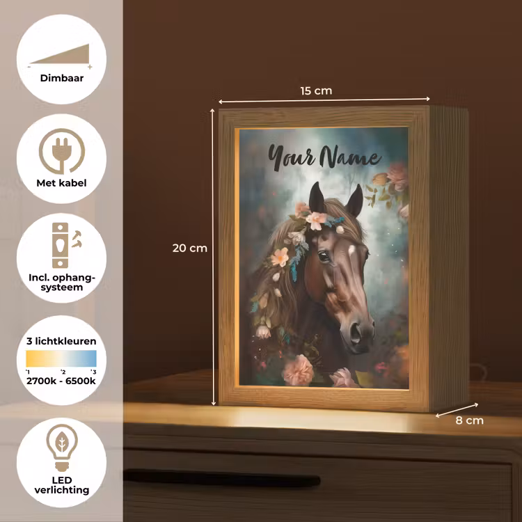 Paard - Natuur - Bloemen - Dieren - Bos Light Box met kabel (Kinderlampje) klein -USP_NL