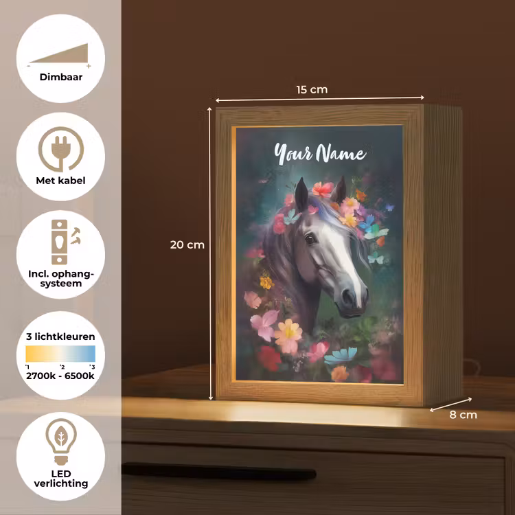 Paard - Natuur - Bloemen - Bos - Dieren Light Box met kabel (Kinderlampje) klein -USP_NL