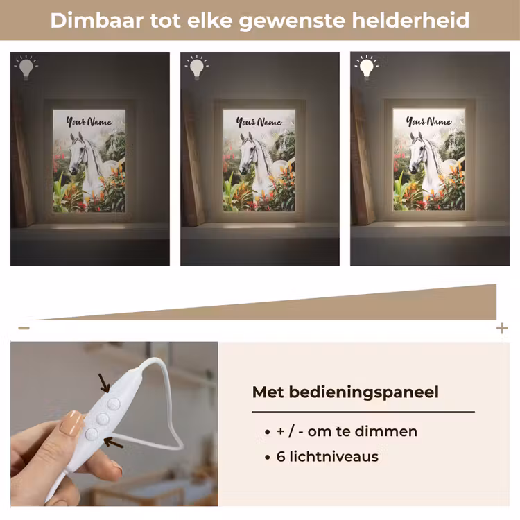 Paard - Wit - Bos - Bloemen - Planten Light Box met kabel (Kinderlampje) klein -USP_dimbaarNL