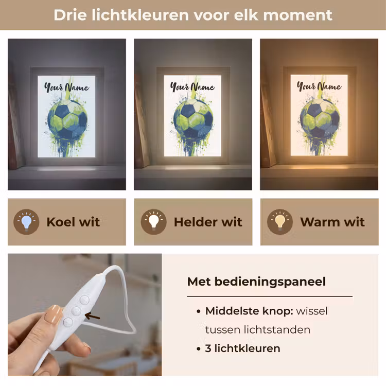 Illustratie - Abstract - Voetbal - Verfspatten Light Box met kabel (Kinderlampje) klein -USP_lichtkleurNL