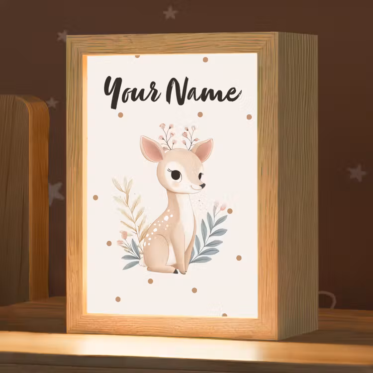 Illustratie - Stippen - Aquarel - Hertje Light Box met kabel (Kinderlampje) klein -zzz_3d_website