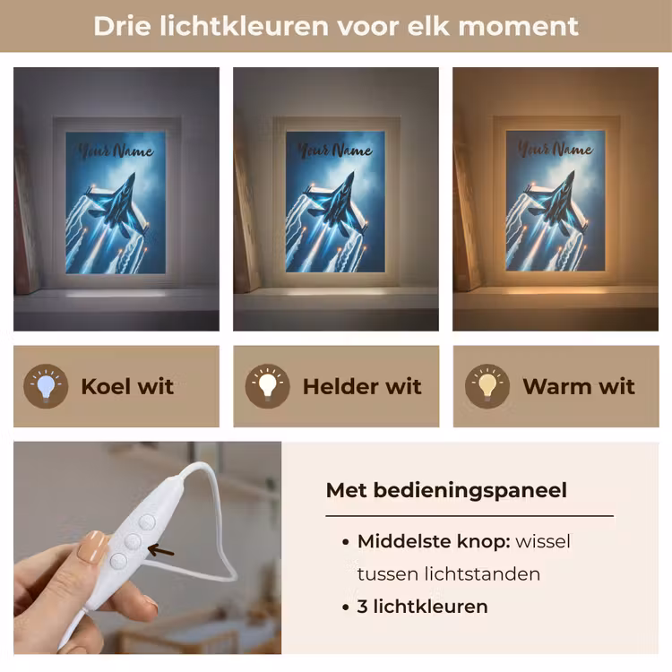 Straaljager - Blauw - Jongens Light Box met kabel (Kinderlampje) klein -USP_lichtkleurNL