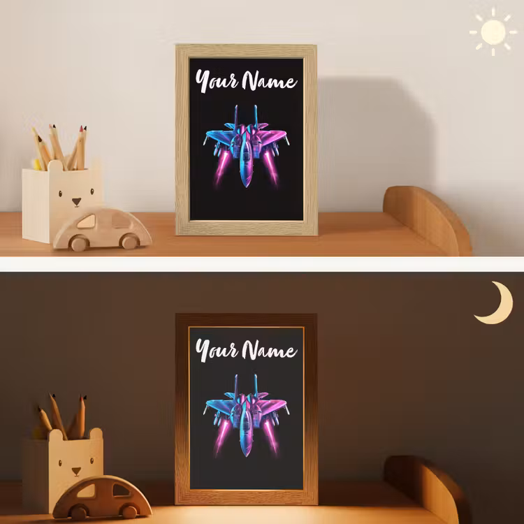 Straaljager - Blauw - Kleuren - Jongens - Zwart Light Box met kabel (Kinderlampje) klein -sfeer3_kind