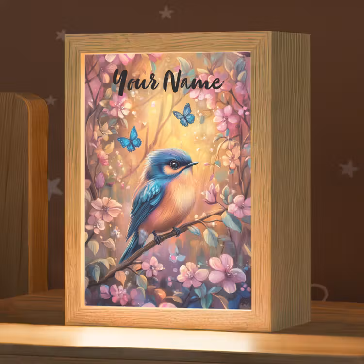 IJsvogel - Sprookjesbos - Roze - Bloemen Light Box met kabel (Kinderlampje) klein -zzz_3d_website