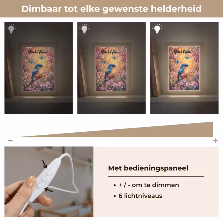 IJsvogel - Sprookjesbos - Roze - Bloemen Light Box met kabel (Kinderlampje) klein -USP_dimbaarNL