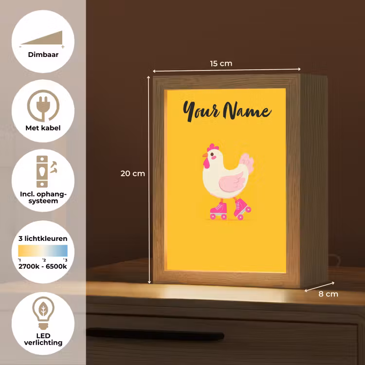 Kip - Rolschaatsen - Geel Light Box met kabel (Kinderlampje) klein -USP_NL