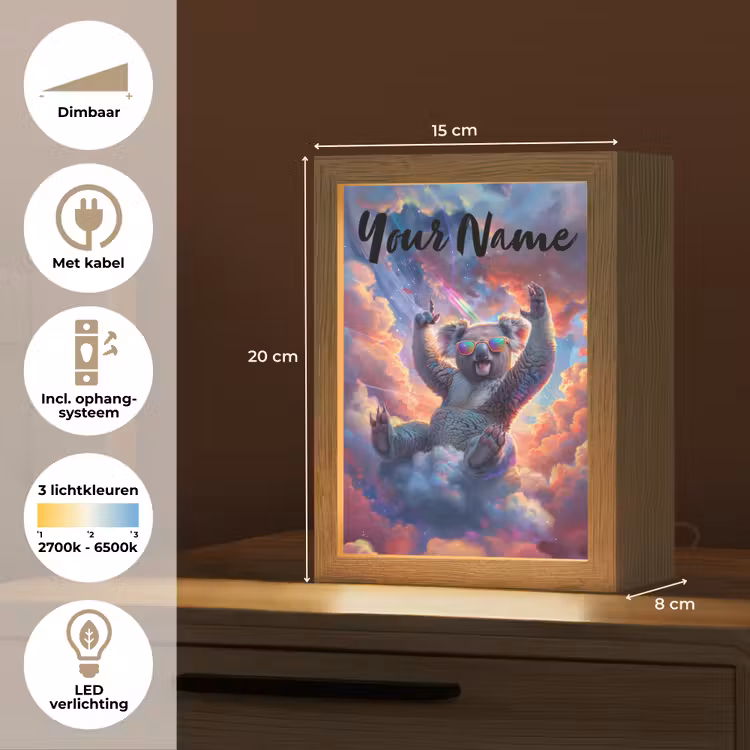 Koala - Dier - Zonnebril - Wolken Light Box met kabel (Kinderlampje) klein -USP_NL