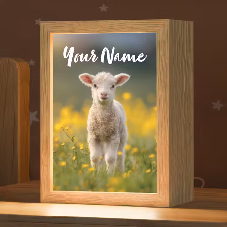 Lammetje - Gras - Bloemen - Geel Light Box met kabel (Kinderlampje) klein -zzz_3d_website
