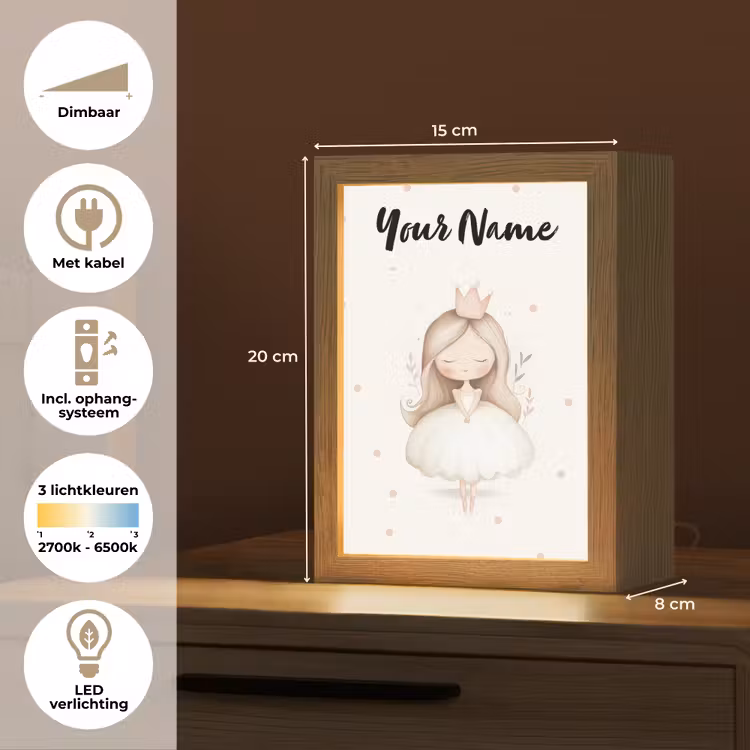 Blaadjes - Ballerina - Stippen - Kroon Light Box met kabel (Kinderlampje) klein -USP_NL