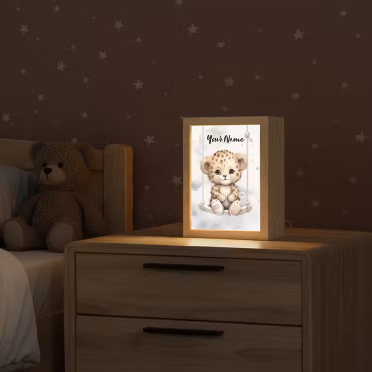 Luipaard - Dier - Kinderen Light Box met kabel (Kinderlampje) klein -sfeer1_kind