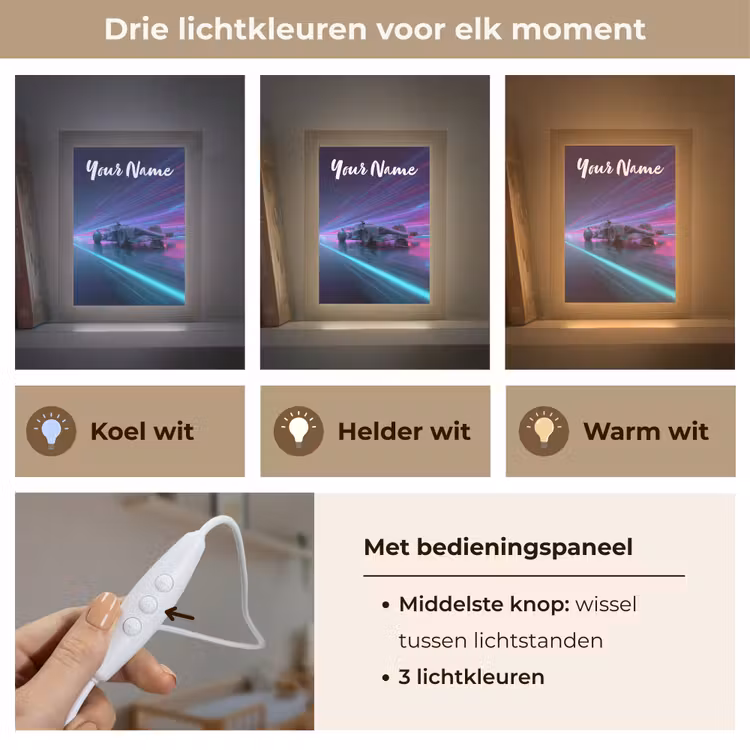 Lichtstralen - Neon - Racewagen - Paars Light Box met kabel (Kinderlampje) klein -USP_lichtkleurNL