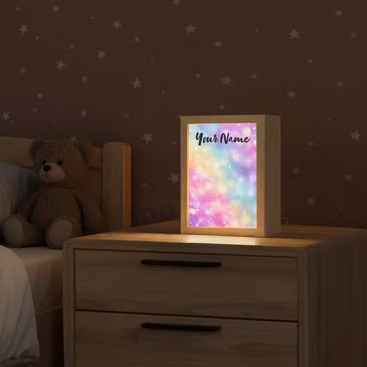 Licht - Regenboog - Hartjes Light Box met kabel (Kinderlampje) klein -sfeer1_kind